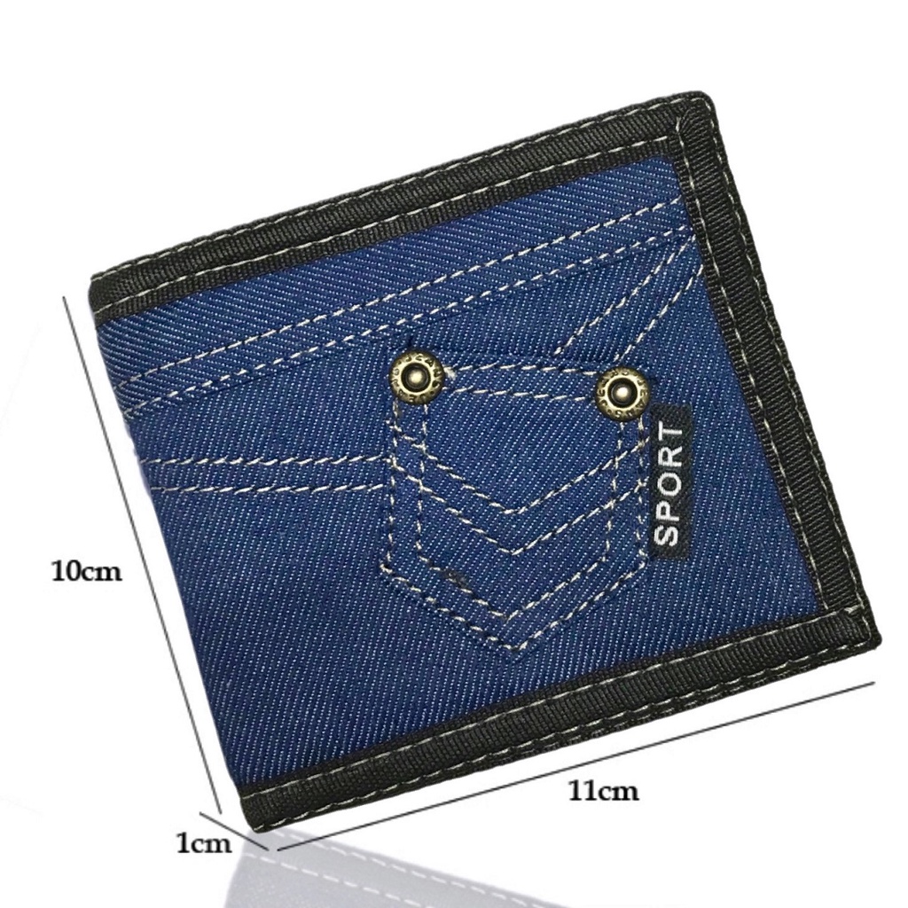Leefo Denim Wallet Men Jeans Wallet Bifold Fashion Purse