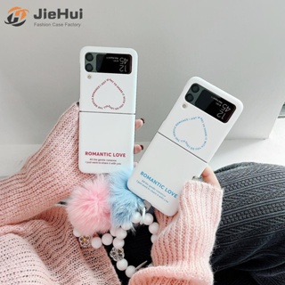 Jiehui เคสโทรศัพท์มือถือแฟชั่น ลายตัวอักษร สําหรับ Samsung Z Flip5 Z Flip4 Z Flip3 (เปลือก + โซ่ขนสัตว์)