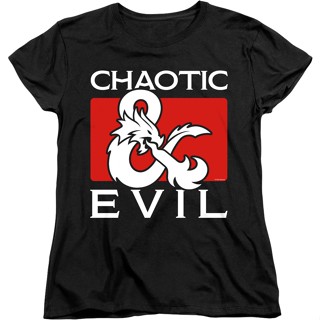 Womens Chaotic Evil Dungeons &amp; Dragons Shirt เสื้อเบลาส์ เสื้อผ้าแฟชั่น เสื้อยืด เสื้อยืดแขนสั้น