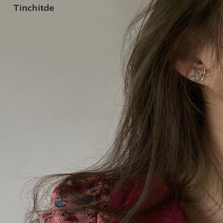 [Tinchitde] ใหม่ ต่างหูแฟชั่น รูปผีเสื้อน่ารัก ฉลุลาย สีเงิน ขนาดเล็ก สําหรับผู้หญิง 1 คู่ [Preferred]