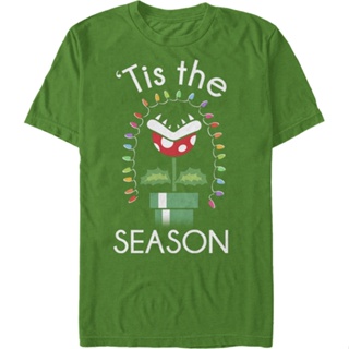 Piranha Plant Tis The Season Super Mario Bros. T-Shirt เสื้อคนอ้วนผญ เสื้อสาวอวบ เสื้อวินเทจผญ