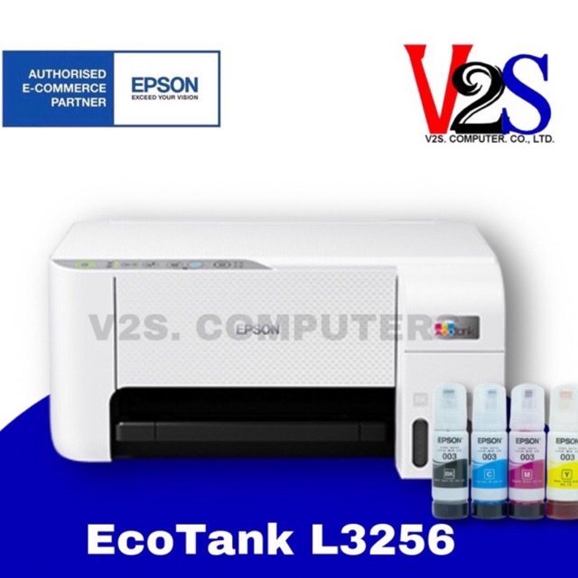 Printer Epson EcoTank L3256 AIO Wi-Fi เครื่องพิมพ์มัลติฟังก์ชันแท้งแท้ สีขาว Exclusive Online หมึกแท้พร้อมใช้