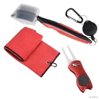 3Pcs/Set Golf Club Cleaner Tools Kit Towel Brush Divot Tool Fork Golf Accessories Cleaning Gift For Golfer