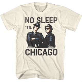 No Sleep Til Chicago Blues Brothers T-Shirt เสื้อทหาร เสื้อยืดสีขาว เสื้อเบลาส์ เสื้อคู่