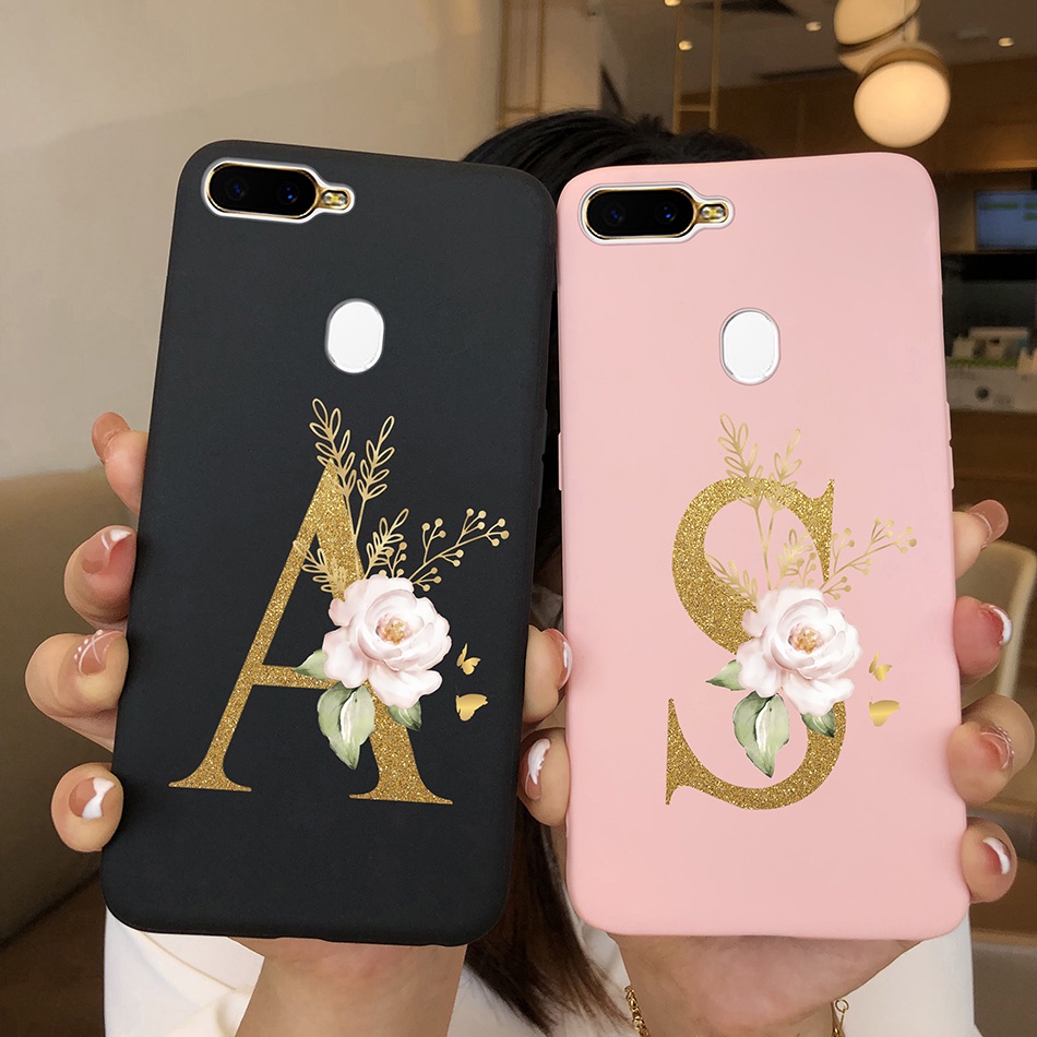 เคสโทรศัพท์ ซิลิโคนนิ่ม ลายตัวอักษร ดอกไม้ สําหรับ OPPO A5S AX5s A7 AX7 A7N A12 A12S A5S AX5s A12 A1