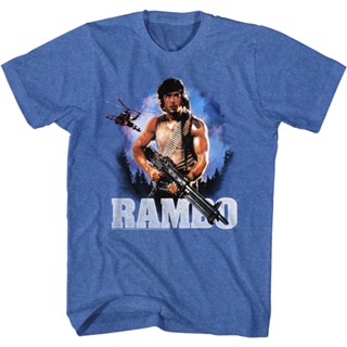 First Blood Retro Poster Rambo T-Shirt เสื้อผ้าแฟชั่น เสื้อยืด เสื้อยืดสีขาว เสื้อคู่รัก