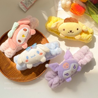 SANRIO ที่คาดผม ผ้ากํามะหยี่ขนนิ่ม ลายการ์ตูนซานริโอ้ สําหรับล้างหน้า แต่งหน้า