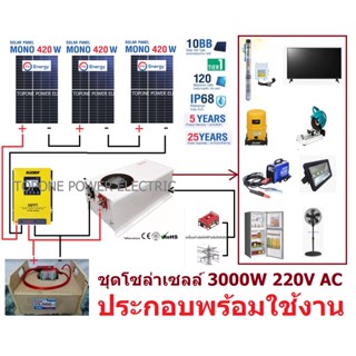 ชุดบ้านสวน โซล่าเซลล์ (อเนกประสงค์) 94Ah 48V to 220V 3000W AC