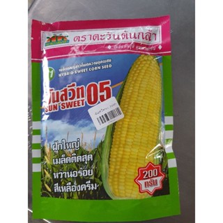 เมล็ดข้าวโพดหวาน ซันสวีท05  ตราตะวันต้นกล้า 200 กรัม  *ปลูกได้ตรงปก หวานด้วยคะ*