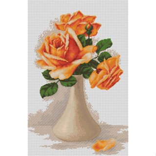 LU-B505 Orange roses ชุดปักครอสติชลิขสิทธิ์แท้ ครอสติชไม่พิมพ์ลาย แบรนด์ Luca-S