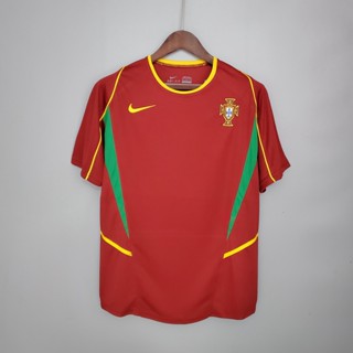 เสื้อกีฬาแขนสั้น ลายทีมชาติฟุตบอล Portugal 2002 World Cup ชุดเหย้า สไตล์เรโทร