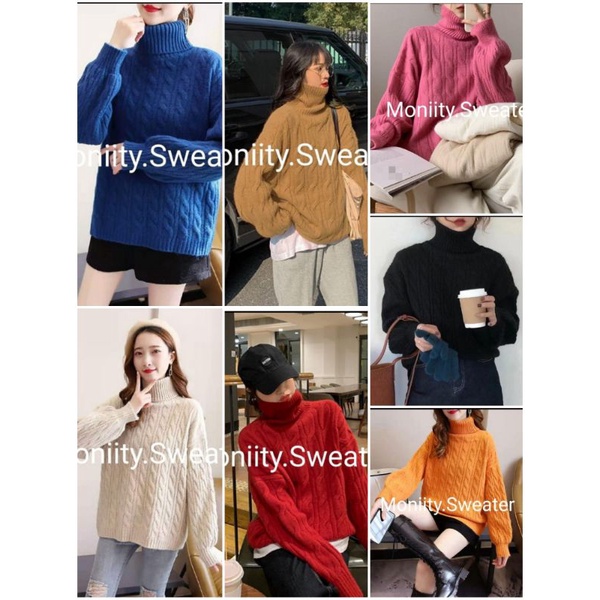 7 สี เสื้อคอเต่าบุขน เสื้อไหมพรมคอเต่า กันหนาว แขนยาว รุ่น Sweater Wonderfuly -​ B3