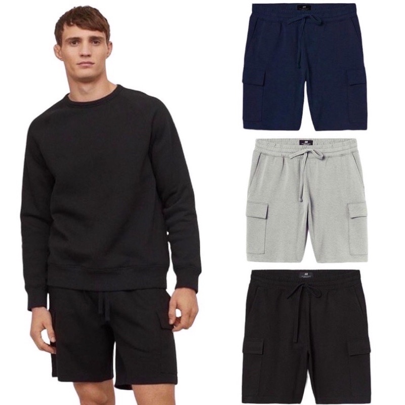 H*M MID SLEEVE REGULAR FIT CARGO SHORTS