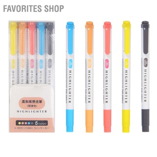 BFavorites Shop ปากกาไฮไลท์ แบบสองหัว หนา และบาง แบบพกพา สีสดใส