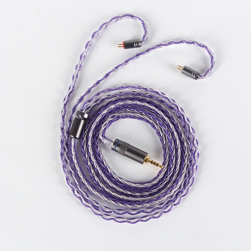 XINHS 8-core 7N silver purple single crystal silver plated copper HIFI earphone upgrade cable QDC MM