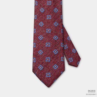 Garnet Red Flower Blue Necktie-เนคไทสีแดงโกเมนดอกไม้สีน้ำเงิน