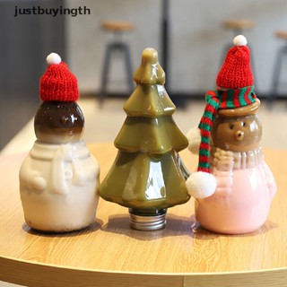 [JBTH] ขวดใส่เครื่องดื่มเย็น กาแฟ นม ชา น้ําผลไม้ ลายสโนว์แมน ต้นคริสต์มาส 400 มล. [JB]