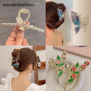 Korean Fashion Full Diamond Hair Clip Amber Butterfly Hairpin High-End Ladies Crystal Butterfly Grab Clip Hair Accessories