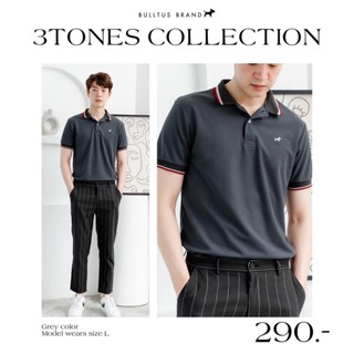 BULLTUS BRAND เสื้อโปโล สีเทา (เทา) 3 Tone Collection มี XXL