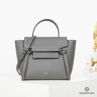 CELINE BELT BAG NANO GREY CALF GHW