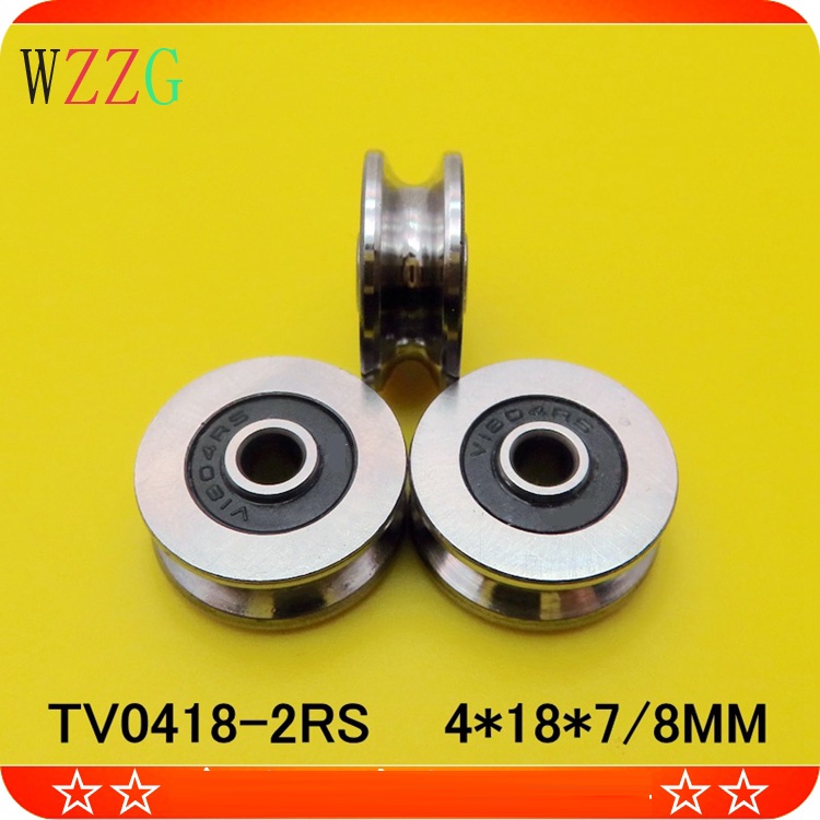WZZG 4PCS แหวนด้านนอก U/V แบริ่งร่อง U1804RS V1804RS TV0418 4 * 18 * 7 * 8 มม.ลวดรอก