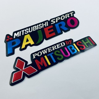 สติ๊กเกอร์ Pajero Sport Mitsubishi สติกเกอร์ แต่งรถ ติดรถ รถยนต์ Racing Stickers 2ชิ้น 3D ปั๊มนูน ติดกระจก ข้างรถ ท้ายรถ