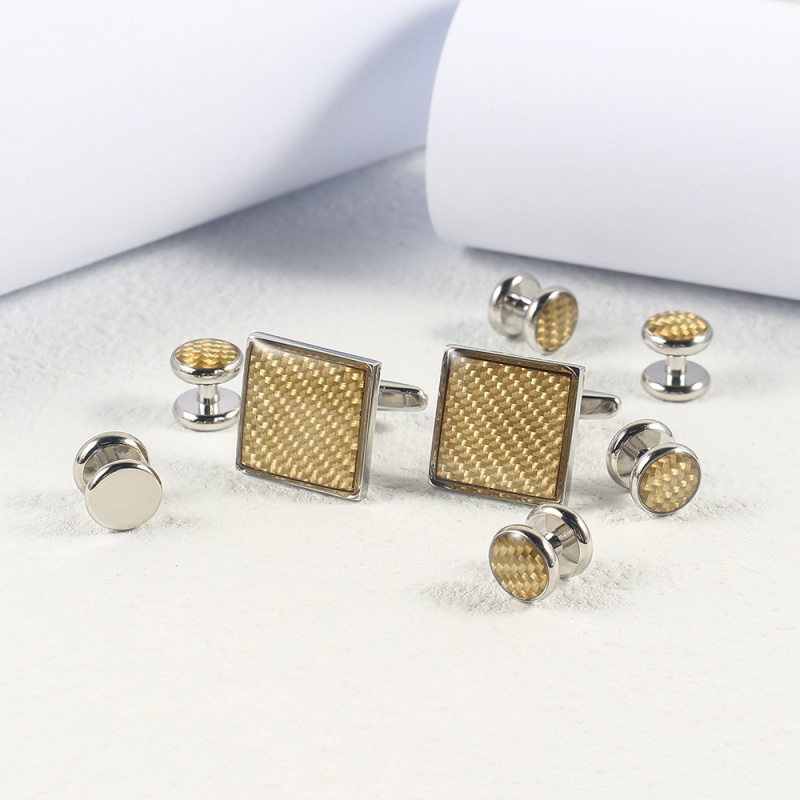 เครื่องประดับแฟชั่น Cufflink ใหม่สแควร์ทองกระดาษอีพ็อกซี่ Placket หัวเข็มขัด Cufflink ชุดผู้ชายภาษาฝ