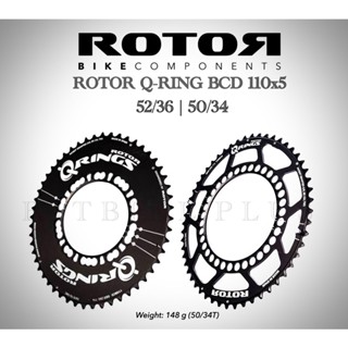 ใบจาน ROTOR Q-RING สีดำ ใบโปร่ง ใบแอโร่  ปบบ 5 รู bcd110 ช่วยเพิ่มประสิทธิการปั่น