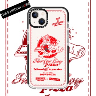 Casetify X STRANGER THINGS PIZZA BOY เคสโทรศัพท์มือถือแบบนิ่ม ใส กันกระแทก สีดํา สําหรับ iPhone 14 13 12 11 Pro MAX IX XS MAX XR 6 6s 7 8 Plus