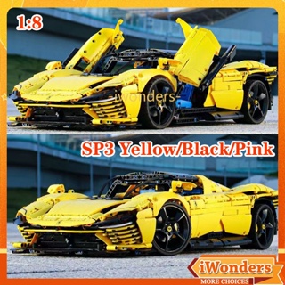 บล็อคตัวต่อรถแข่ง 1:8 SP3 GT3 911 GTR F1 สีเหลือง ของเล่นเสริมการเรียนรู้ สําหรับเด็กผู้ชาย