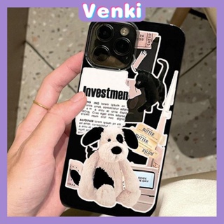 VENKI - Case iPhone 14 Pro Max TPU Soft Case Sweet Cute Stuffed Dog Glossy Black Candy Case Camera Protection Shockproof For iPhone 14 13 12 11 Plus Pro Max 7 Plus X XR