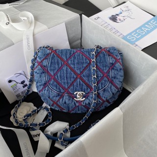 พรี​ ราคา7000 Chanel Denim กระเป๋าผ้า กระเป๋าโซ่ กระเป๋าสะพายไหล่ กระเป๋าสะพาย