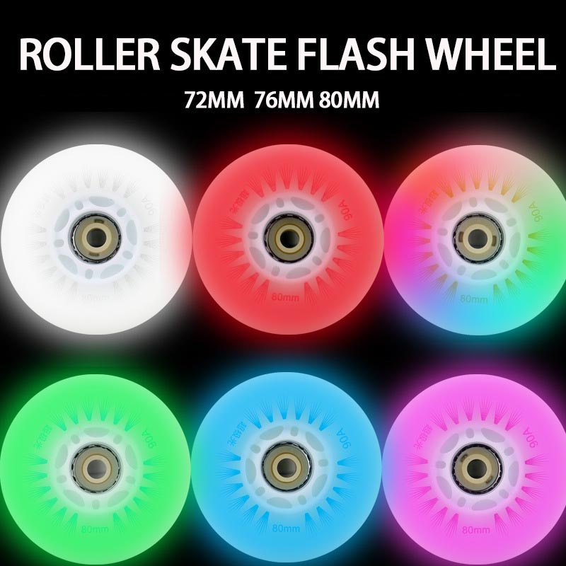 Kufun Roller Skate 4 pcs ล้อ LED ล้ออินไลน์สเก็ต Waveboard เงา 90A 72 มม.76 มม.80 มม.