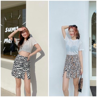 Cargo mini skirt กระโปรงมินิสั้นแต่งผ่าหน้า | Camille.official