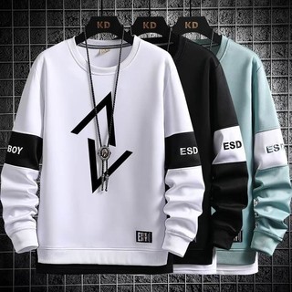 M-3XL Camiseta Masculina De Manga Longa Estilo Moda Fina De Rua Fino Casual Blusa Branca Preta