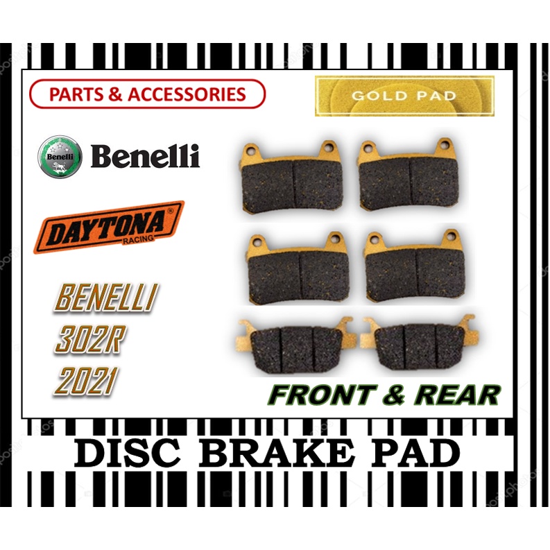 BENELLI 302R 2021 ผ้าเบรคชุด SUPERBIKE FR0NT & REAR DAYTONA TYPE GOLD