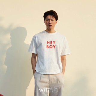 with.it.store  - TP4074 เสื้อยืด HEY BOY ทรงโอเวอร์ไซส์