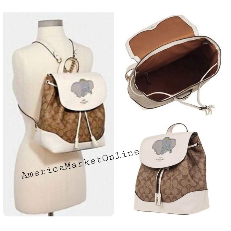 กระเป๋าเป้ COACH/ DISNEY X COACH ELLE BACKPACK IN SIGNATURE CANVAS WITH DUMBO (COACH 91121)