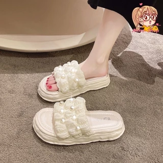 รองเท้าแตะแฟชั่นผู้หญิง ตกแต่งไข่มุก สไตล์เกาหลี สายหวานสีสันสวยงาม ❗วัสดุเป็นยางPVCทั้งหมด❗ T129
