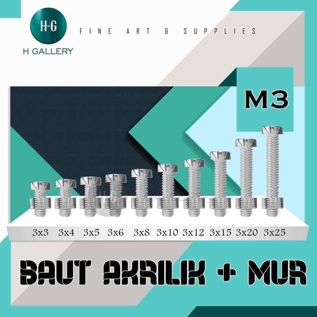 [ BOLT + NUT ] M3 & M4 TRANSPARENT ACRYLIC 1 ชุด BOLTS & NUTS 3MM, 4MM, 5MM, 6MM, 8MM, 10MM, 12MM, 1