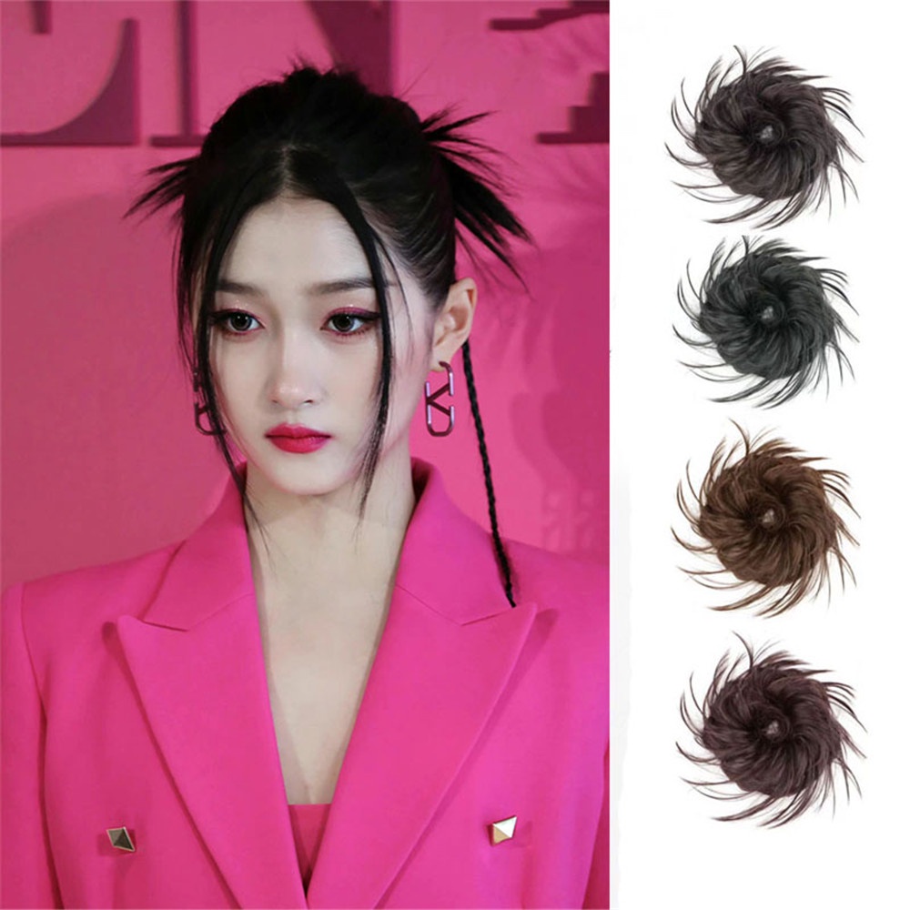 4 สี เครื่องเทศ เด็กผู้หญิง วิกผมฟู อเนกประสงค์ มีทบอล วิกผม ที่คาดผมบุคลิกภาพ ขี้เกียจ ดัดผม ปุย เป็นธรรมชาติ เครื่องมือดัดผม