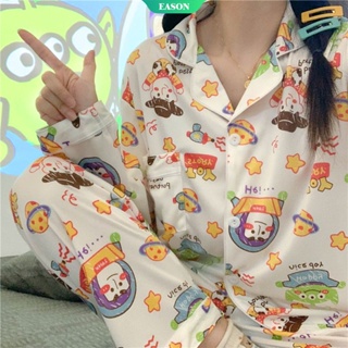 ชุดนอน เสื้อแขนยาว ลายการ์ตูน Toy Story น่ารัก ใส่สบาย เหมาะกับฤดูใบไม้ผลิ และฤดูใบไม้ร่วง สไตล์ญี่ปุ่น สําหรับบ้าน