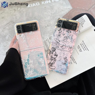 Jusheng เคสโทรศัพท์มือถือแฟชั่น ลายมิกกี้เมาส์ พร้อมกระดาษติดแยม สําหรับ Samsung Z Flip5 Z Flip4 Z Flip3