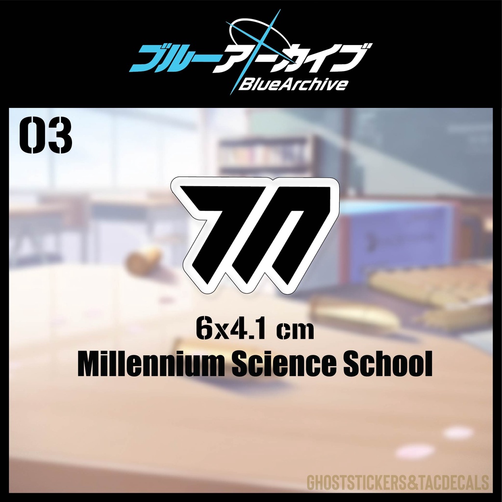 03สติกเกอร์โลโก้เกม BlueArchive-Millennium Science School ตกแต่งมือถือ รถยนต์ มอเตอร์ไซค์ laptop computer งานพิมพ์
