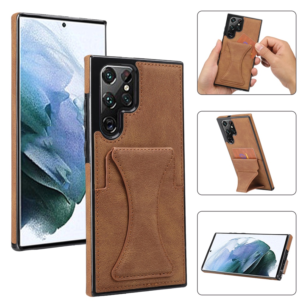 ที่วางซ่อนซองหนังสําหรับ Samsung Galaxy S25 S26 S23 S24 FE S22 หมายเหตุ 20 Ultra ช่องใส่การ์ดฝาครอบโทรศัพท์