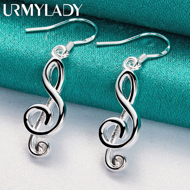 Urmylady ต่างหูเงินสเตอร์ลิง 925 รูปตัวโน้ตดนตรี เครื่องประดับแฟชั่น สําหรับผู้หญิง งานแต่งงาน หมั้น
