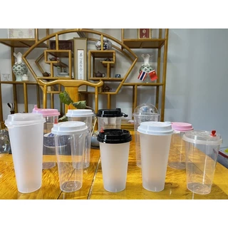 TH แก้วPP [พร้อมฝา500ใบ] แก้วพลาสติกใสแข็งเหมาะกับร้านชานมไข่มุก ร้านกาแฟพรีเมี่ยม ขายส่ง