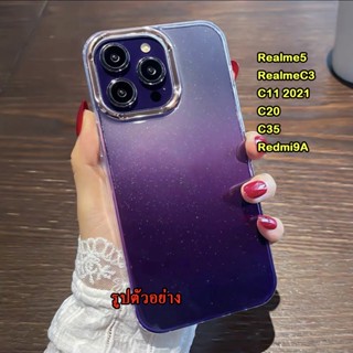 IMD ราคาส่ง สำหรับ Realme C33/C11 2021/C20/C35/Narzo50i/Realme 5/5s/5i/C3 / Redmi A1/9A เคสกากเพชรไล่สี กล้องทอง 014