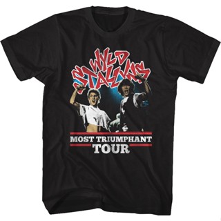 Most Triumphant Tour Bill and Teds Excellent Adventure T-Shirt เสื้อยืดสีขาวผู้ชาย เสื้อวินเทจผญ เสื้อตราหานคู่ เสื้อยื