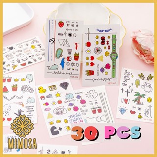 MIMOSA (30 PCS) แทททูฮยอนอา สติ๊กเกอร์รอยสักเด็ก สติ๊กเกอร์ แทททู แทททูมินิมอล tattoo สีชัด กันน้ำ ติดทนนาน 3-7 วัน